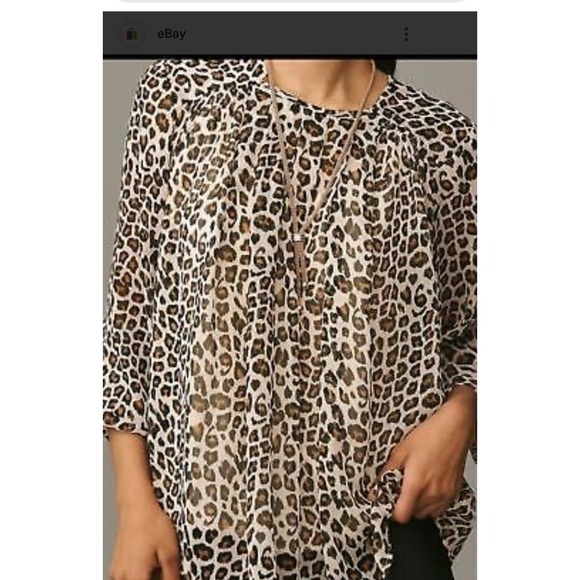 lane bryant leopard print Sheer Kimono Tunic Blouse Size‎ 22/14 100% Polyester - Picture 1 of 9